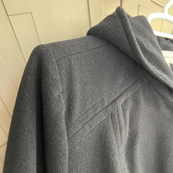 Macy's JM Collection Solid Black Wool Hooded Coat 22W - Picture 3 of 9